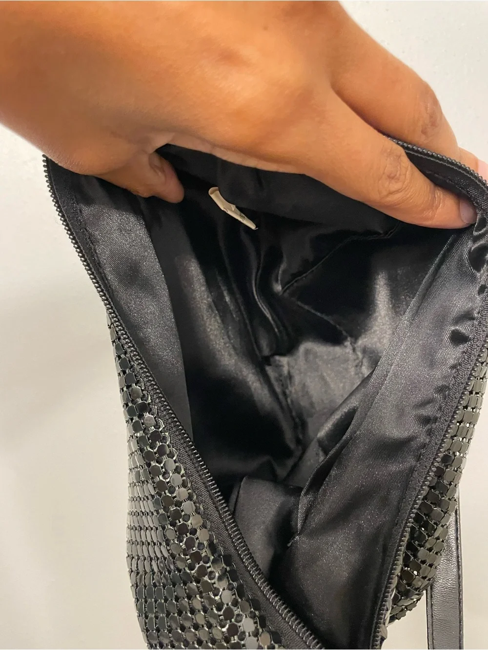 Black Metal Beaded Y2K Hobo Purse